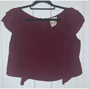 Sea Gypsie's Women's Size Large Burgundy Ruffle Blouse Boho Festival Whimsygoth